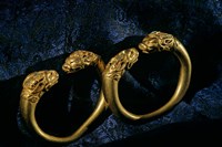 Horned Lion Head Bracelets, Gold Artifacts From Tillya Tepe Find, Six Tombs of Bactrian Nomads Fine Art Print