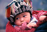 Miao Baby Wearing Traditional Hat, China Fine Art Print