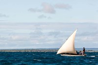 Men sailing on the sea of Zanj, Ihla das Rolas, Mozambique Fine Art Print