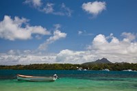 Mauritius, Trou d' Eau Douce, town harbor boat Fine Art Print