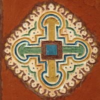 Mauritania, Cross depicted on a wall in Oualata Fine Art Print