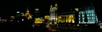 Night View of Colonial Buildings Along the Bund, Shanghai, China Fine Art Print