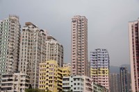 New Territories high-rise apartments, Hong Kong, China Fine Art Print