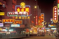 Neon Lights at Night, Nathan Road, Hong Kong, China Fine Art Print