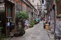 Narrow lanes in traditional residence, Shanghai, China Fine Art Print