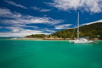 Seychelles, La Digue Island, La Passe waterfront Fine Art Print