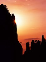 Sunburst on Craggy Huangshan Peaks, Anhui, China Fine Art Print