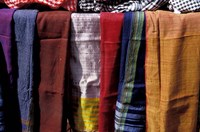Textiles For Sale in Khan al-Khalili Bazaar, Cairo, Egypt Fine Art Print
