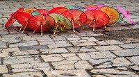 Umbrellas For Sale on the Streets of Jinan, Shandong Province, China Fine Art Print