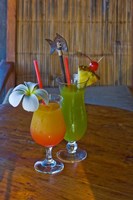 Tropical cocktails, Fregate Resort island, Seychelles Fine Art Print