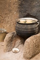 West Africa, Ghana, Nakpa. Pot on stove, mud dwelling Fine Art Print
