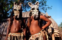 Zulu Zebra Masked Dancers, South Africa Fine Art Print