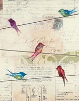 Birds on a Wire no Border Fine Art Print