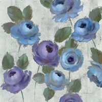 Blue Damask I on Ivory Fine Art Print