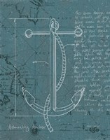 Coastal Blueprint VIII Dark Fine Art Print