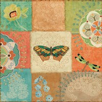 Folk Floral IV Center Butterfly Fine Art Print