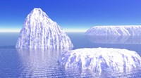 Three icebergs in ocean by daylight Fine Art Print