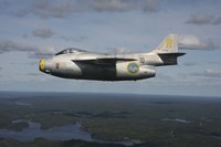 Saab J 29 vintage jet fighter of the Swedish Air Force Historic Flight Fine Art Print