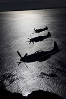 Three P-51 Cavalier Mustang warbirds in flight Fine Art Print