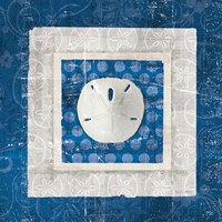 Sea Shell I on Blue Fine Art Print