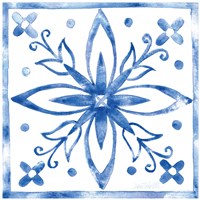 Tile Stencil I Blue Fine Art Print