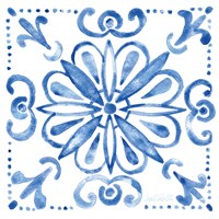 Tile Stencil IV Blue Fine Art Print