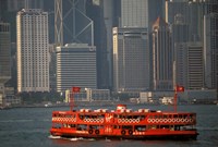 Star Ferry in Hong Kong Harbor, Hong Kong, China Fine Art Print