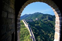 China, Huairou, Mutianyu, Great Wall, turret window Fine Art Print