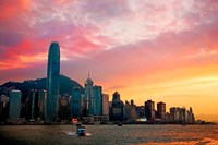 Victoria Peak as seen from a boat in Victoria Harbor, Hong Kong, China Fine Art Print