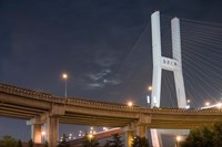 Full Moon Rises Above Nanpu Bridge over Huangpu River, Shanghai, China Fine Art Print