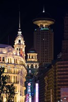 The Radisson Hotel and Neon-Lit Shopping District along Nanjing Road, Shanghai, China Fine Art Print