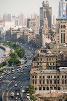 View of the Bund District Along Huangpu River, Shanghai, China Fine Art Print