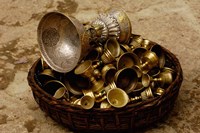 Brass Yak Butter Tea Cups in Songzhanling Monastery, Zhongdian, Deqin Tibetan Autonomous Prefecture, Yunnan Province, China Fine Art Print