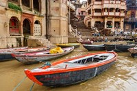 Boats on River Ganges, Varanasi, India Fine Art Print
