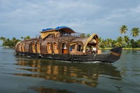 Cruise Boat in Backwaters, Kerala, India Fine Art Print