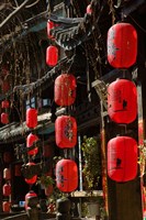 Old Town red lanterns outside restaurants, Xinhua Jie Street, Lijiang, Yunnan Province, China Fine Art Print