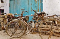 Group of bicycles in alley, Delhi, India Fine Art Print