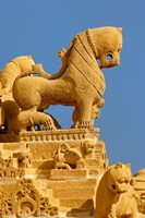 Carved figures on Jain Temple, Jaisalmer, India Fine Art Print