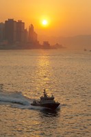 Sunset view from Victoria Harbor and Kowloon, Hong Kong, China Fine Art Print