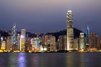 Hong Kong Skyline with Victoris Peak, China Fine Art Print