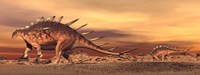 Kentrosaurus mother and baby walking in the desert by sunset by Elena Duvernay - various sizes