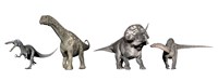 Left to Right: Suchomimus, Argentinosaurus, Zuniceratops, Dicraeosaurus Fine Art Print