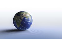 Planet Earth on a blue floor Fine Art Print