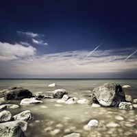 Big boulders in the sea, Liselund Slotspark, Denmark Fine Art Print