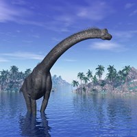 Brachiosaurus dinosaur in a tropical climate Fine Art Print