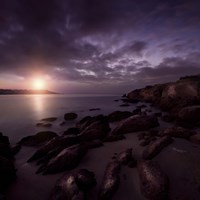 Sunset over Rocky Shore, Sardinia, Italy Fine Art Print