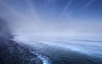 Misty seaside in the evening, Mons Klint cliffs, Denmark Fine Art Print