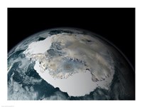 Satellite View of Earth Showing Frozen Continent of Antarctica Fine Art Print