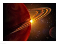 Extrasolar planet orbiting the sun-like star in space Fine Art Print