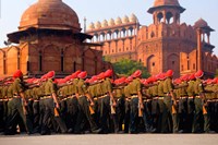 Indian Army soldiers march in formation, New Delhi, India Fine Art Print